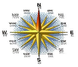 Compass rose with north highlighted and at top