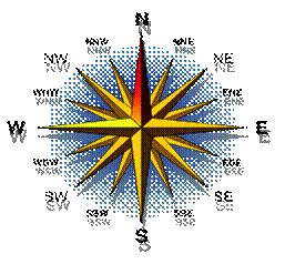 Compass rose with north highlighted and at top